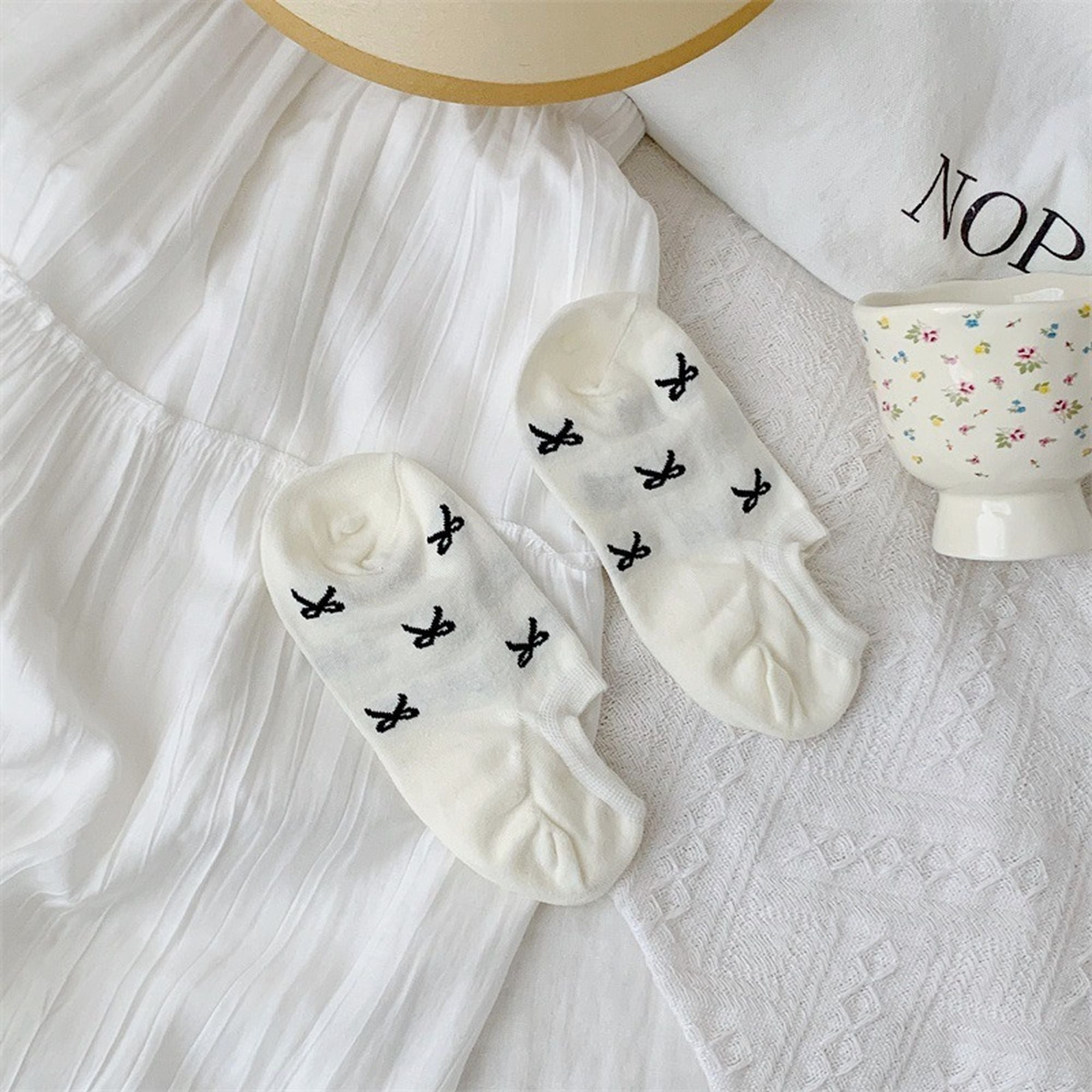 Anna-Kaci Women's No - Show Liner Socks with Bow Pattern 5Pk