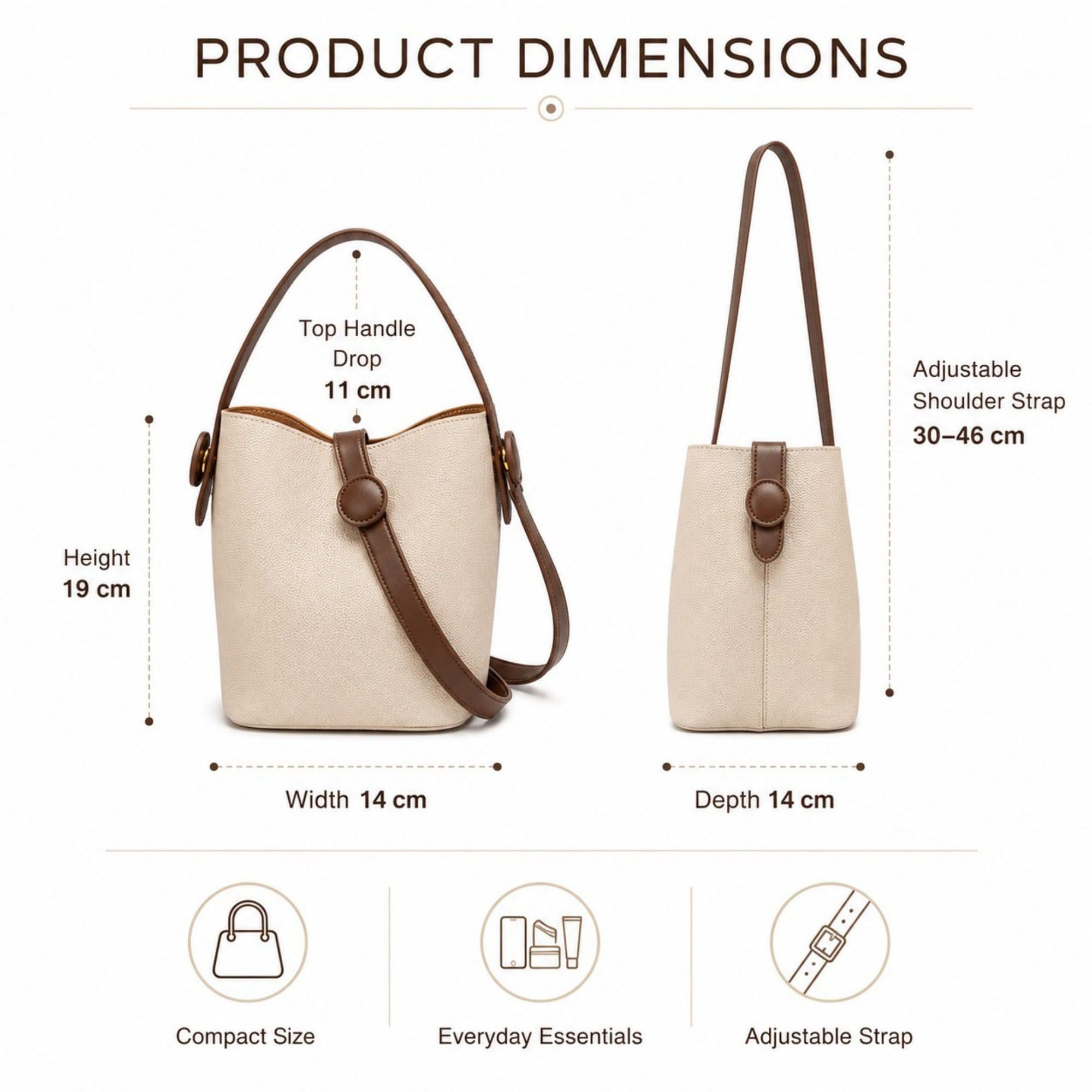 Bucket Crossbody Bag with Top Handle Adjustable Strap and Pebbled Texture