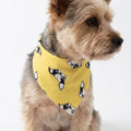 Dog Bandana Scarf Yellow with Black and White Pattern Pet Neck Accessory