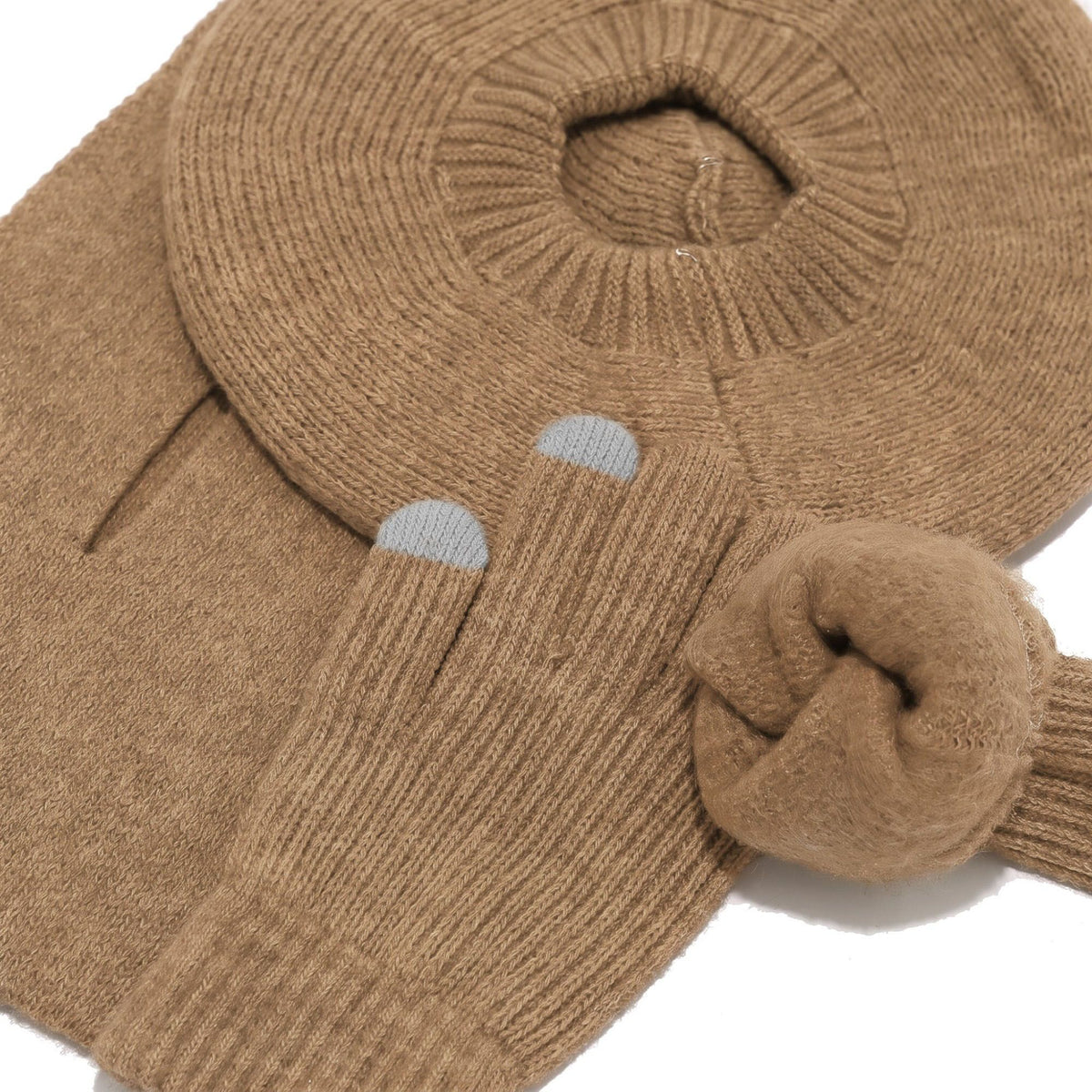 3 Piece Beret Scarf and Touchscreen Gloves Winter Set