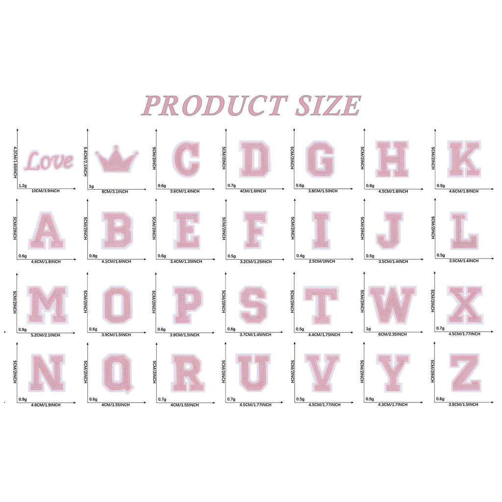 56 PCS Sequin Letter Iron On Patches A-Z Alphabet Varsity Letter Sewing Repair Preppy Glitter Hot-fix for Bag Shoes DIY Supplies