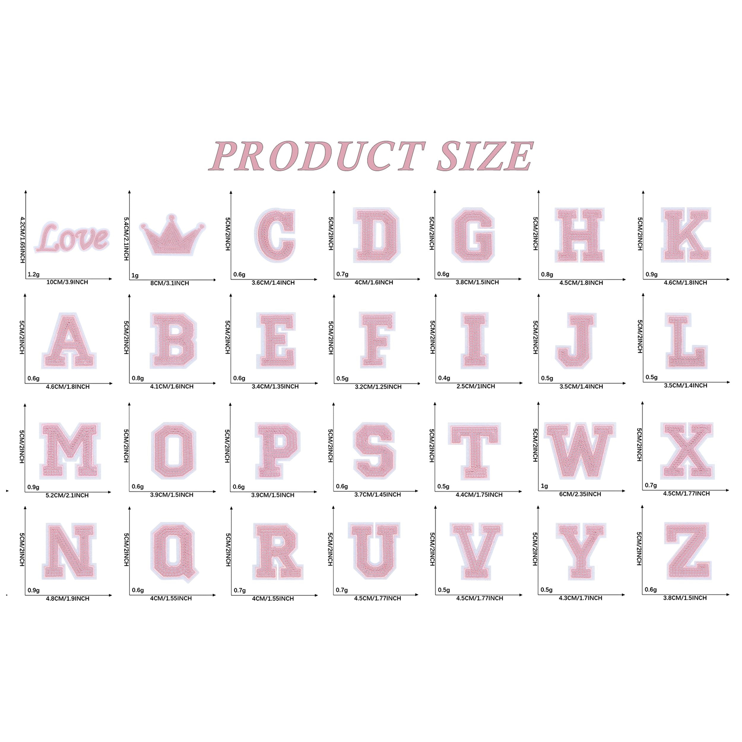 56 PCS Sequin Letter Iron On Patches A-Z Alphabet Varsity Letter Sewing Repair Preppy Glitter Hot-fix for Bag Shoes DIY Supplies