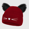 Anna-Kaci Women's Cat Ear Knit Beanie - Faux Fur Ears with Valentine Heart Whisker Embroidery for Cute Casual Winter Wear