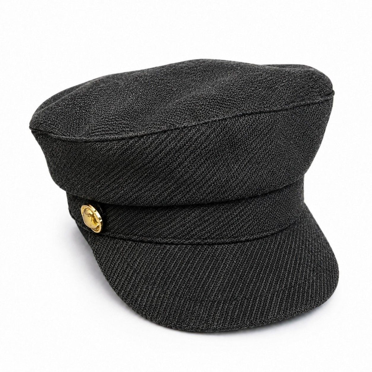 Herringbone Newsboy Cap Vintage Baker Boy Hat Adjustable Button Detail