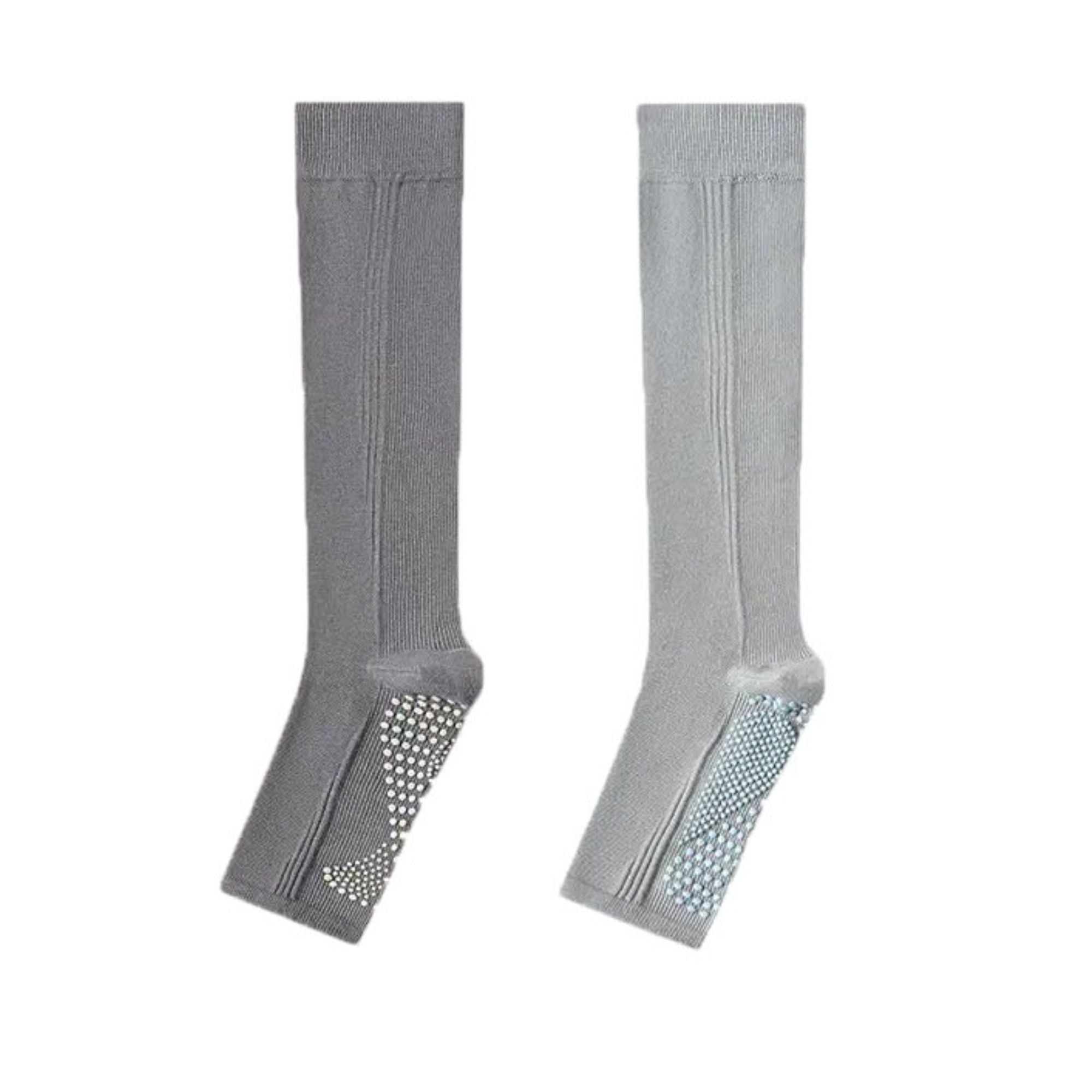 Anna-Kaci Women's Knee High Grip Socks with Anti-Slip Sole for Barre, Yoga, Dance, and Pilates 2-Pack