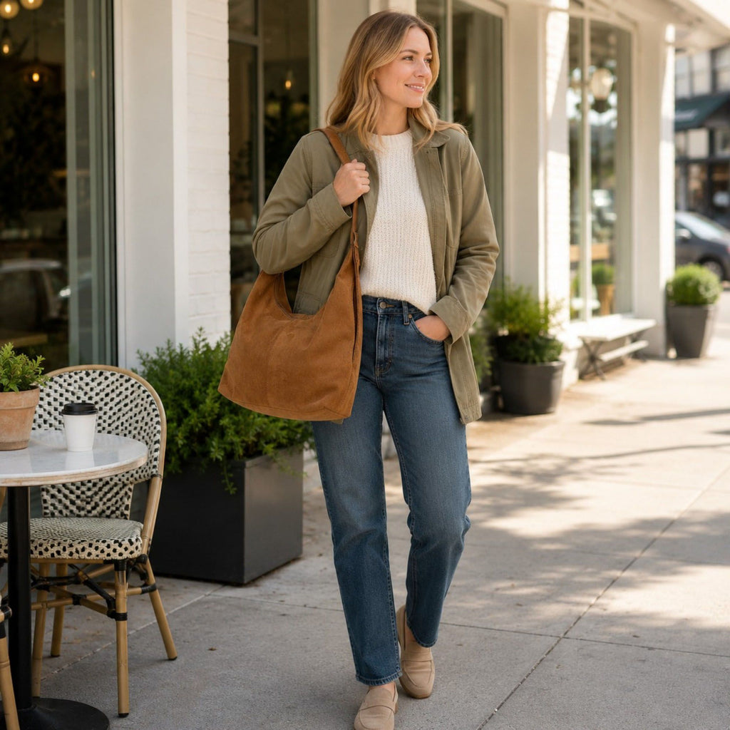 Faux Suede Slouchy Hobo Shoulder Bag