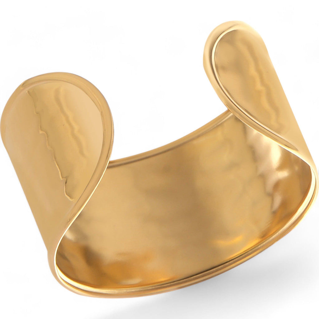 Women's Wide Cuff Fashion Bracelet with Polished Gold Tone Finish Bold Statement Jewelry