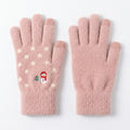 Fuzzy Christmas Touchscreen Gloves with Snowman and Stars