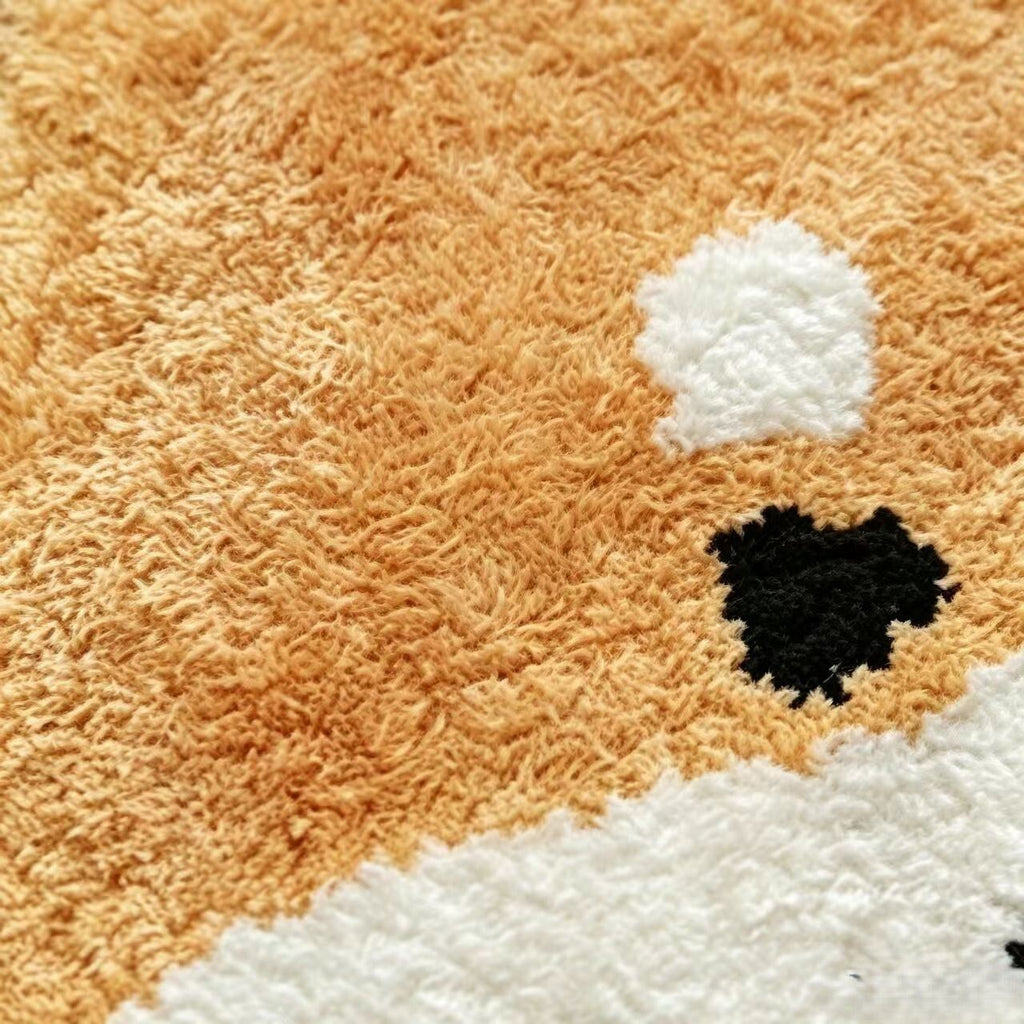 Cute Shiba Inu Head Shaped Bathroom Floor Mat Soft Water Absorbent with Anti-Slip Base