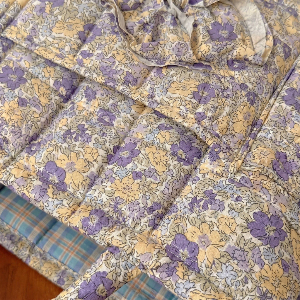 Floral Quilted Storage Tote with Handles and Front Pocket