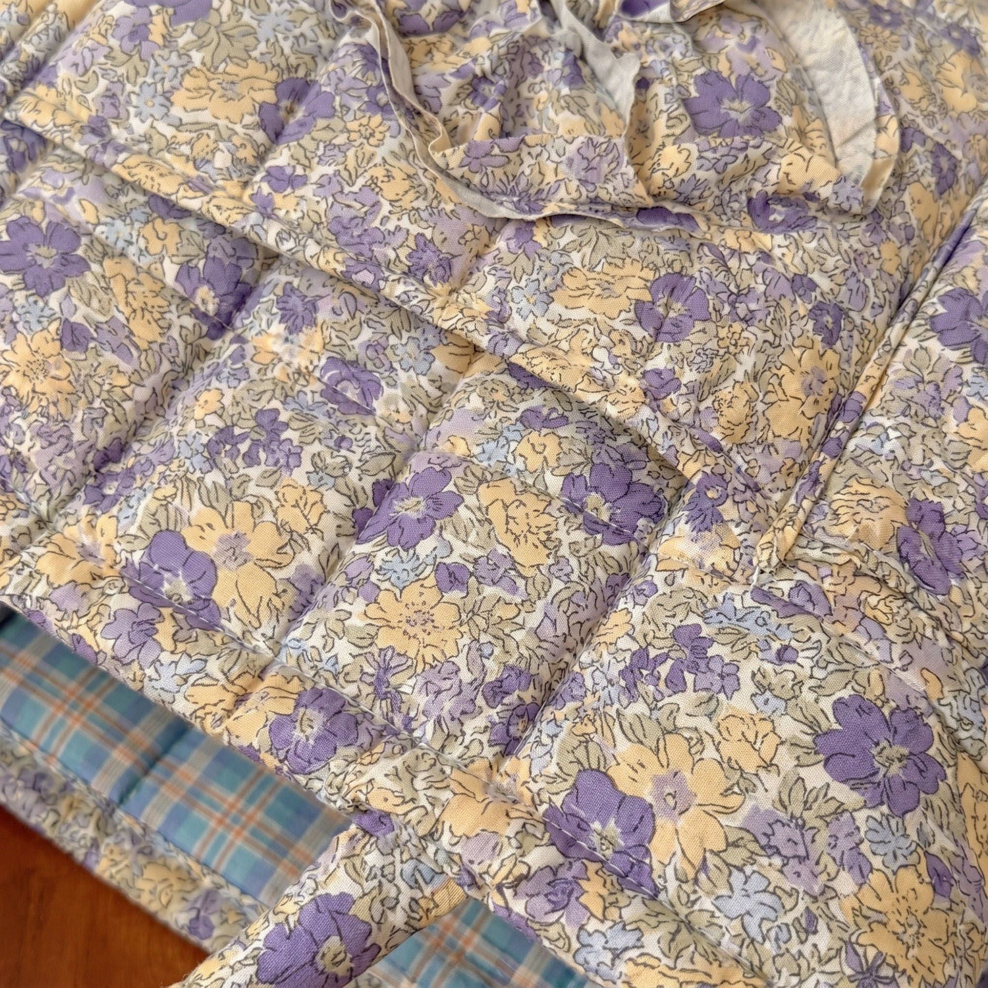 Floral Quilted Storage Tote with Handles and Front Pocket