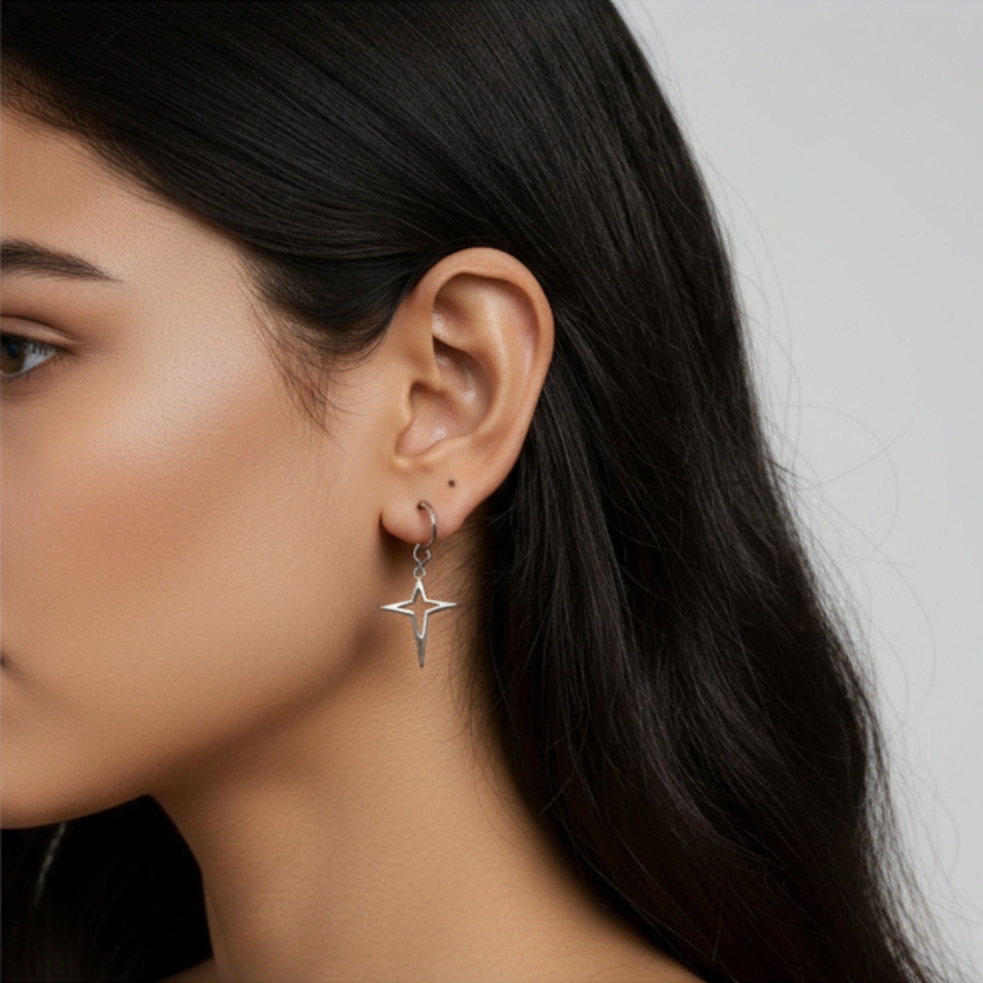 Star Drop Hoop Earrings with Cutout Geometric Charm and Sleek Minimalist Design for a Modern Stylish Everyday Accessory