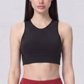 Cropped Sports Bra Tank with High Neck Sleeveless Fitted Workout Yoga Training Top