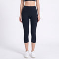 Navy women's leggings with high waist and workout layers