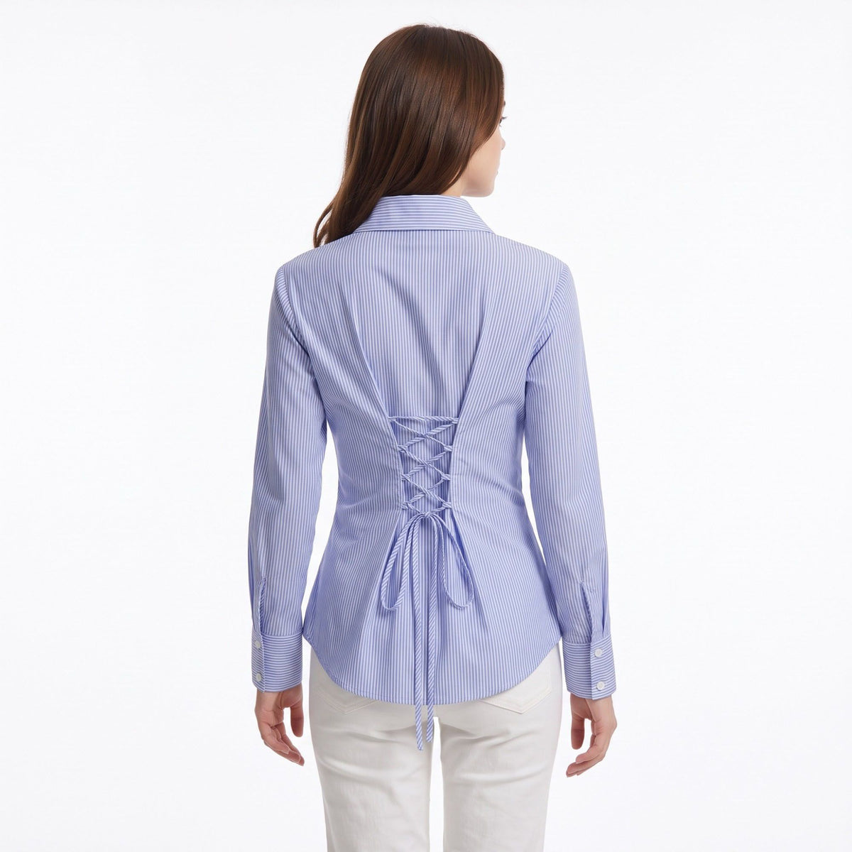 Striped Button Down Long Sleeve Collared Shirt