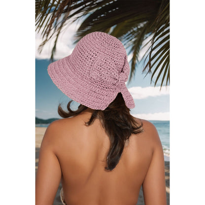 Anna-Kaci Crochet Raffia Sun Hat with Wide Brim and Bow Detail Foldable Summer Beach Hat for Stylish Sun Protection