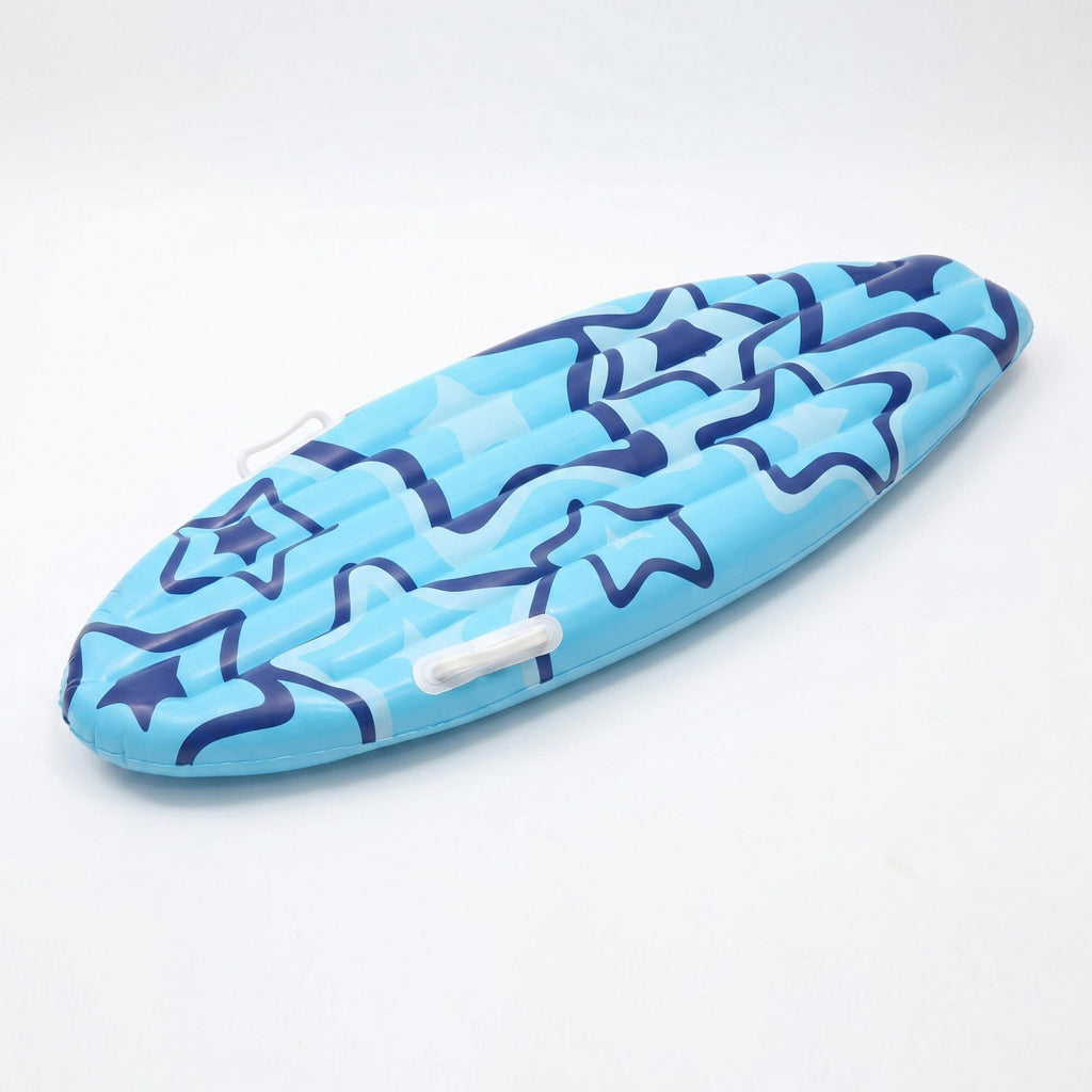 Star Print Inflatable Pool Float with Handles and Full-Length Lounge Design