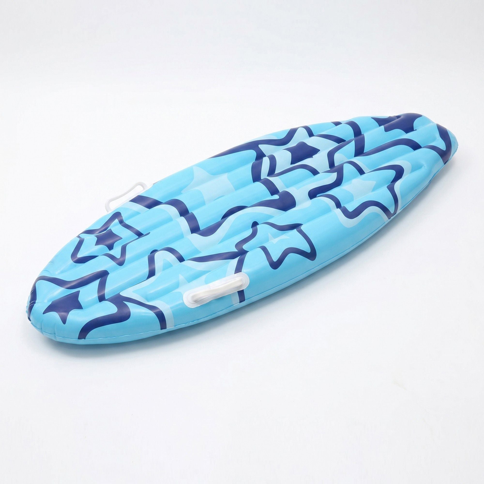 Star Print Inflatable Pool Float with Handles and Full-Length Lounge Design