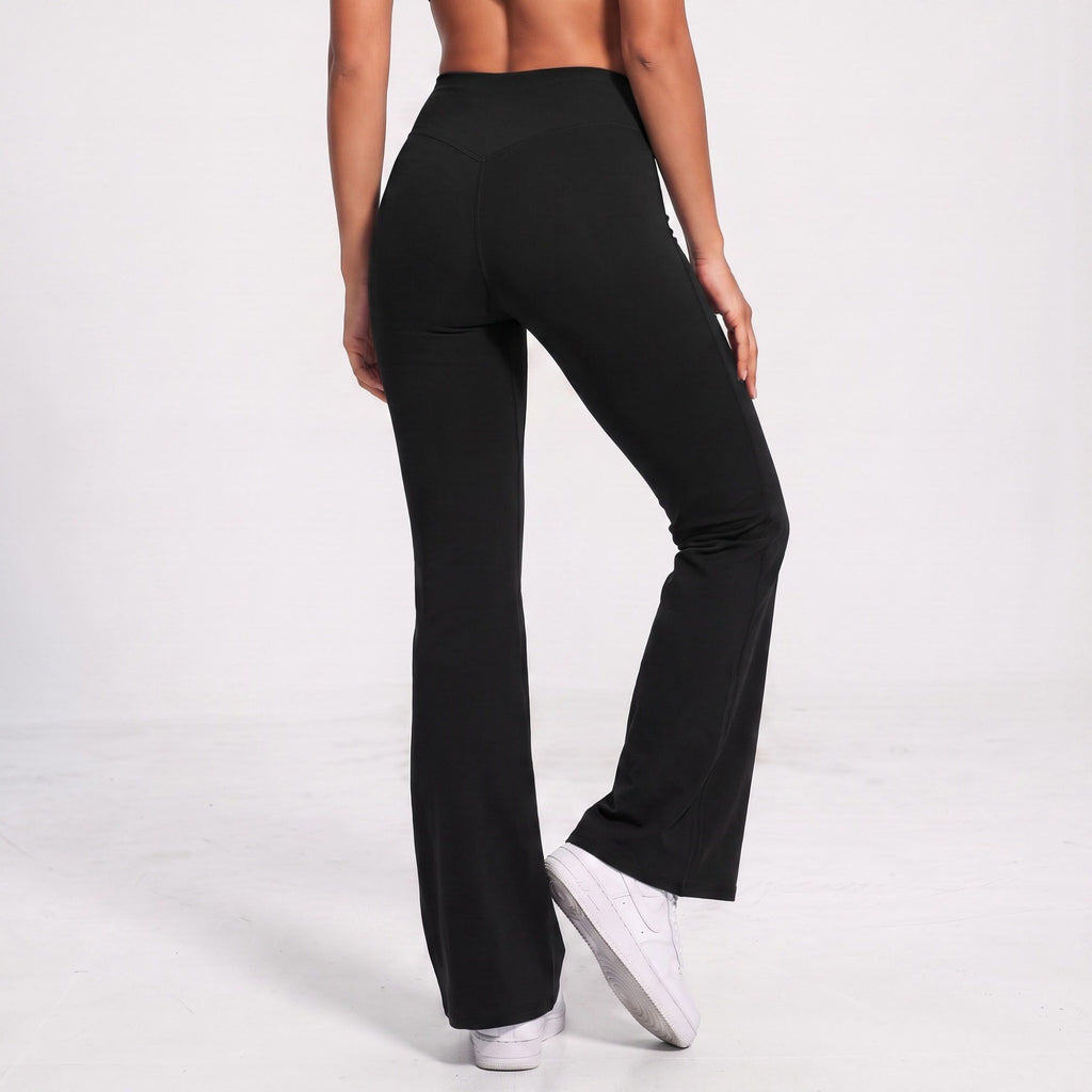 High Waist Flare Yoga Pants with Contour Seams Full Length Fitted Workout Leggings for Gym
