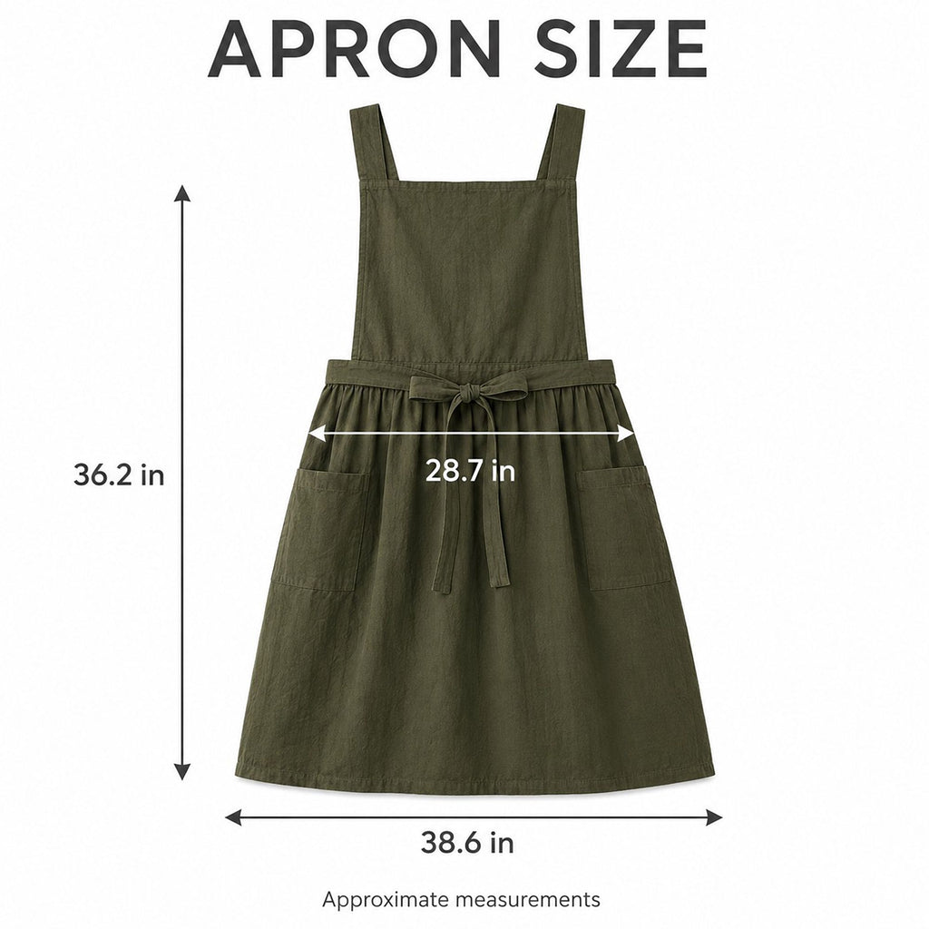 Water Resistant Cross Back Apron with Pockets and Waist Tie