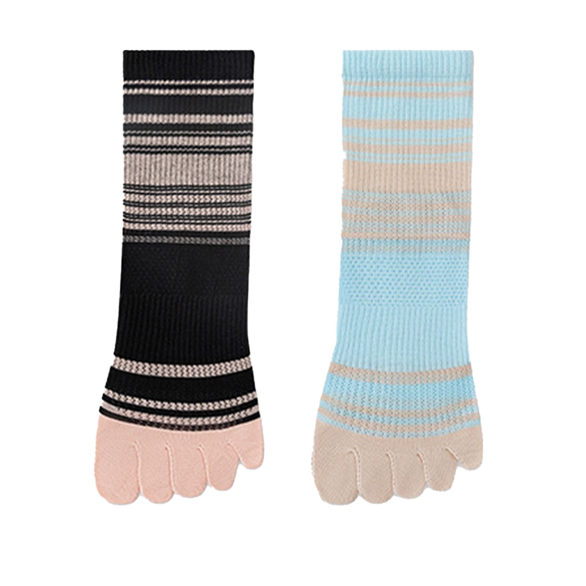 Anna-Kaci 2 Pairs Women's Breathable Five-Toe Socks with Arch Support and Anti-Odor Lycra Stretch for Casual or Active Wear