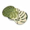 Tufted Floor Mat with Tropical Leaf Pattern Non Slip Backing Soft Plush Decorative Indoor Entryway Bathroom Rug