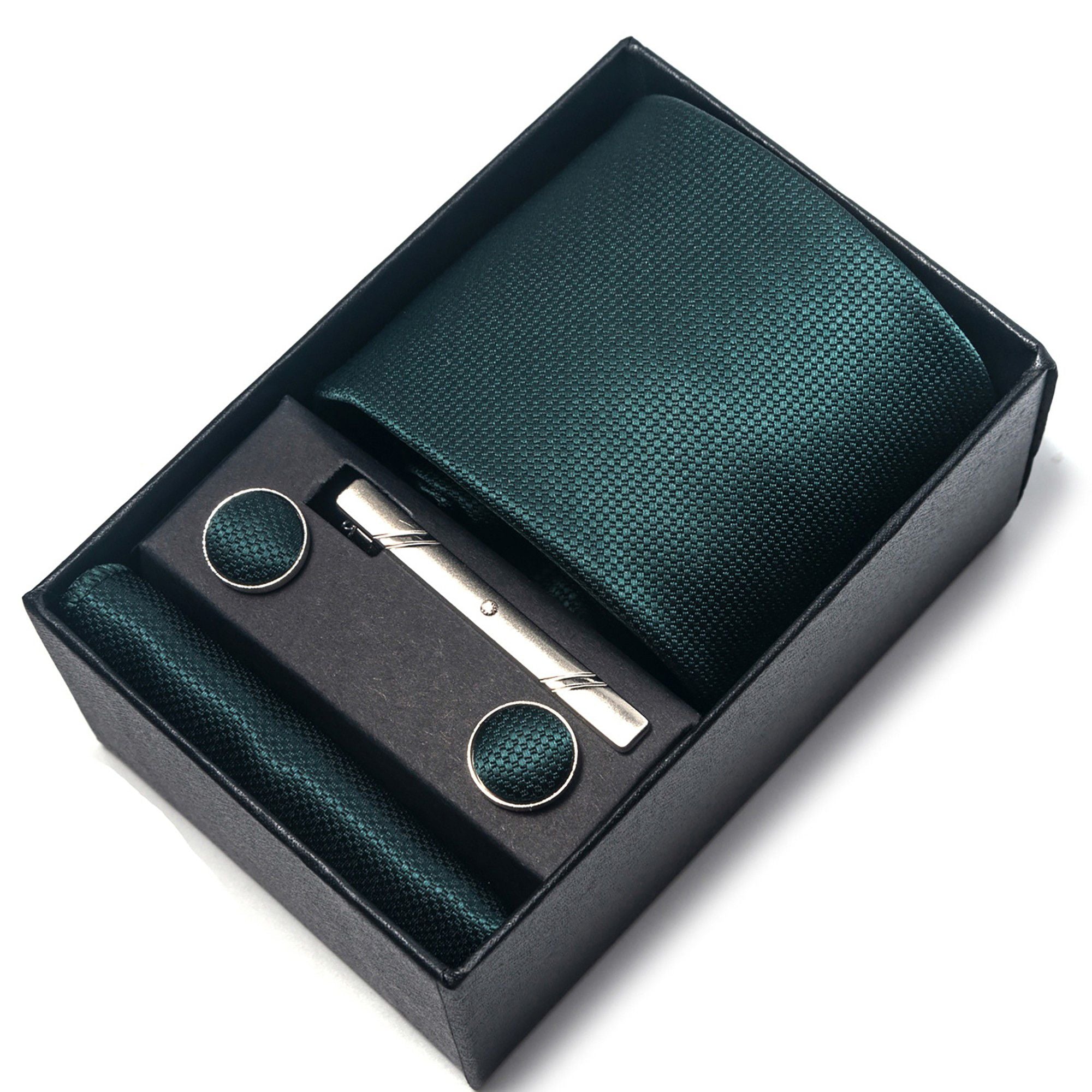 Men's Formal Tie Gift Set with Pocket Square Cufflinks Tie Clip and Gift Box