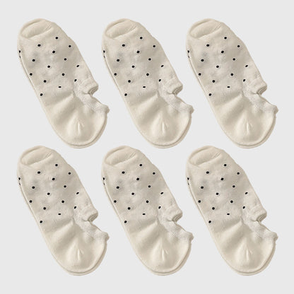 Anna-Kaci Women's 6pk Polka Dot No-Show Socks, Cute Casual Ankle Socks