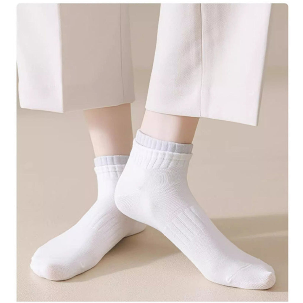 Anna-Kaci Women's 3-Pack Ribbed Ankle Socks with Contrast Color Cuffs Soft Cotton Stretch Design