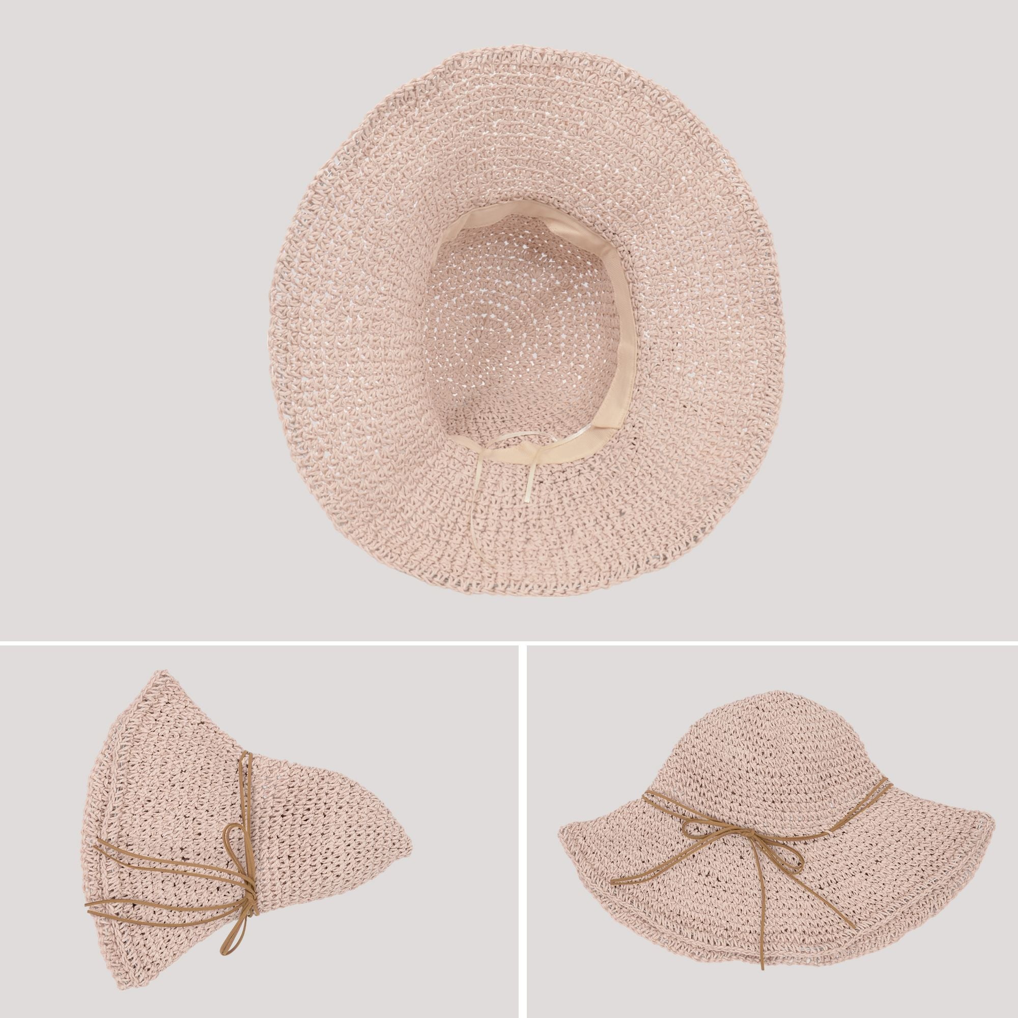 Anna-Kaci Woven Floppy Sun Hat with Rounded Crown and Decorative Bow Detail for Elegant Summer Shade and Vacation Style