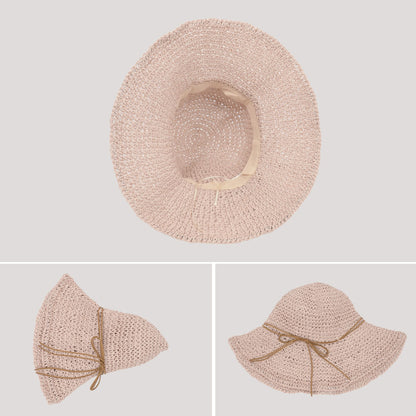 Anna-Kaci Woven Floppy Sun Hat with Rounded Crown and Decorative Bow Detail for Elegant Summer Shade and Vacation Style