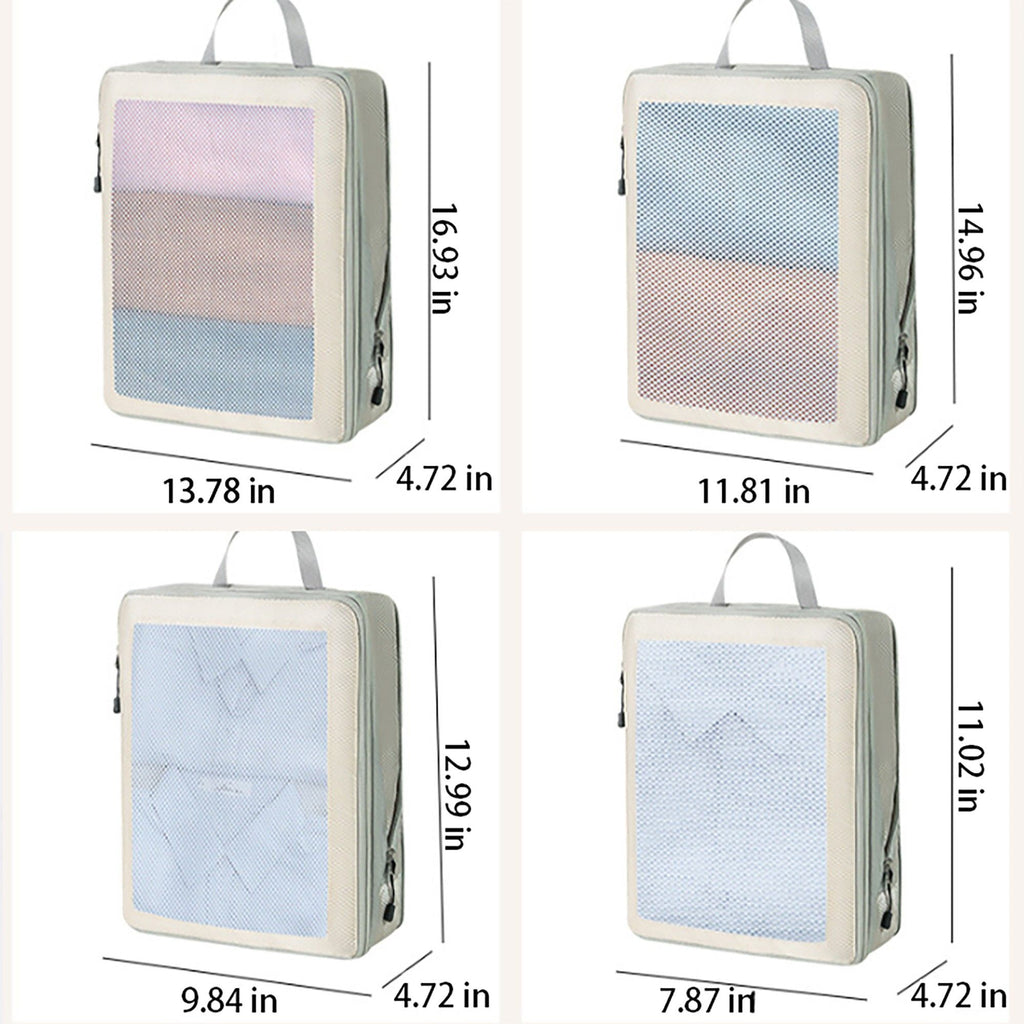 Travel Packing Cubes Set with Mesh Front Panel Zipper Storage Bags Lightweight Luggage Organizer Multi Size Set