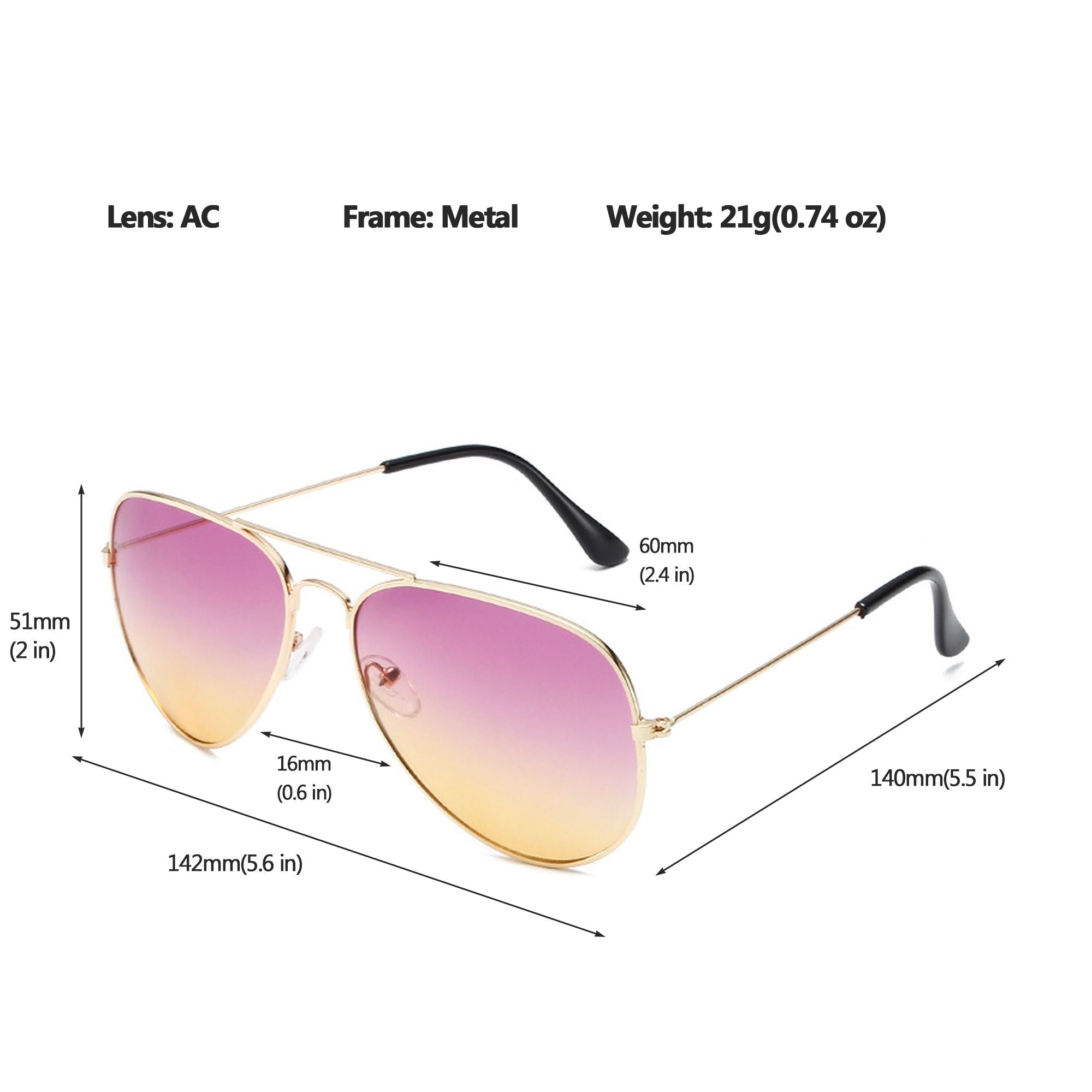 Anna-Kaci Women's Classic Aviator Sunglasses
