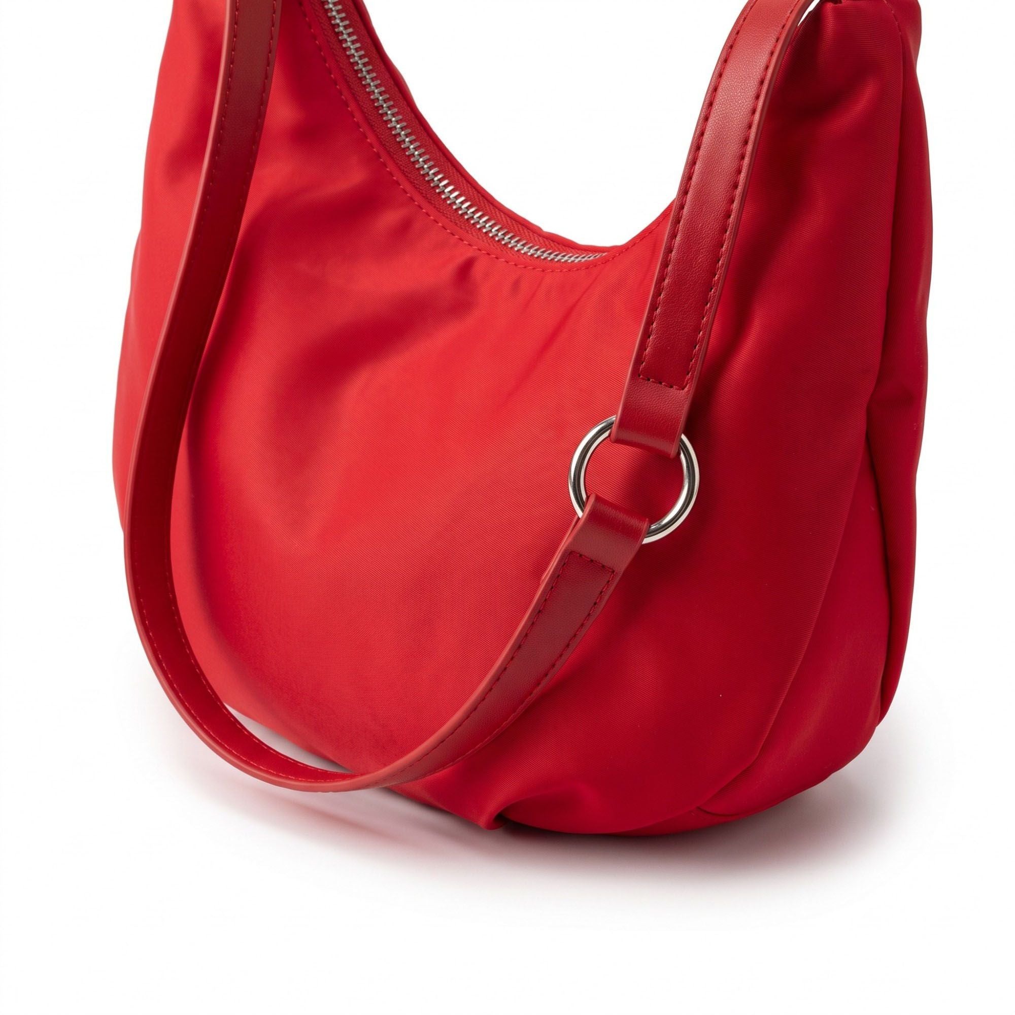 Soft Hobo Shoulder Bag with Adjustable Strap and Zip Closure
