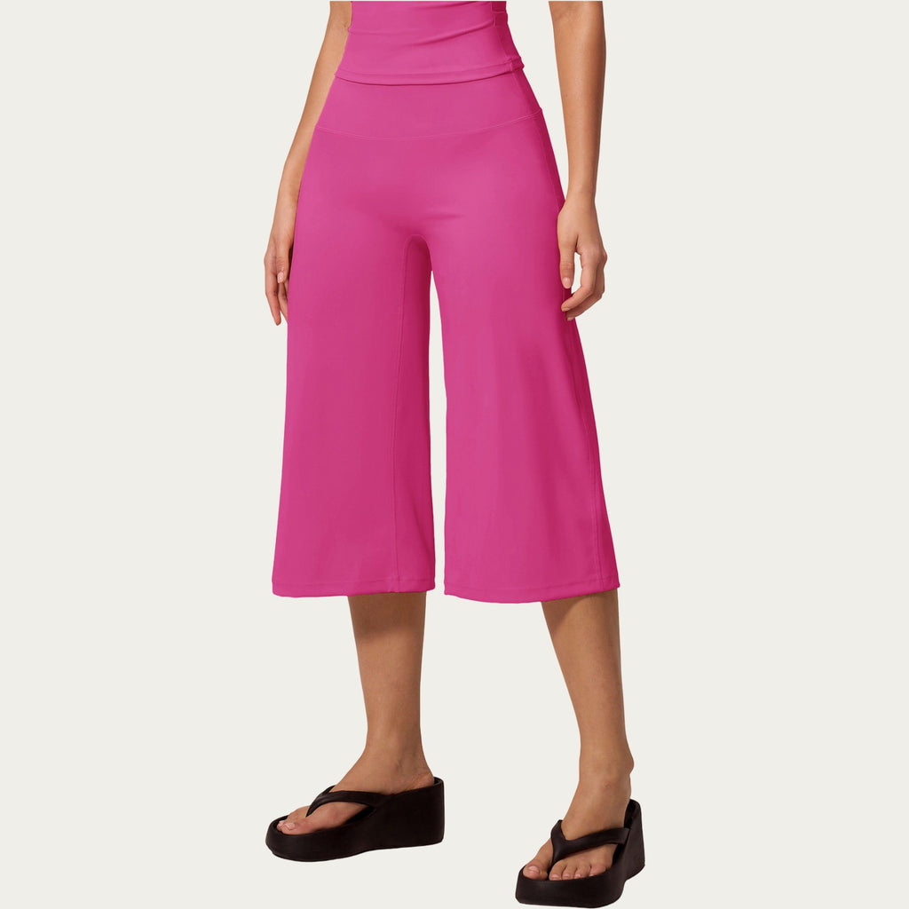 Anna-Kaci Active Women's High Waist Capri Wide Leg Pants with Smooth Stretch Fabric and Relaxed Fit