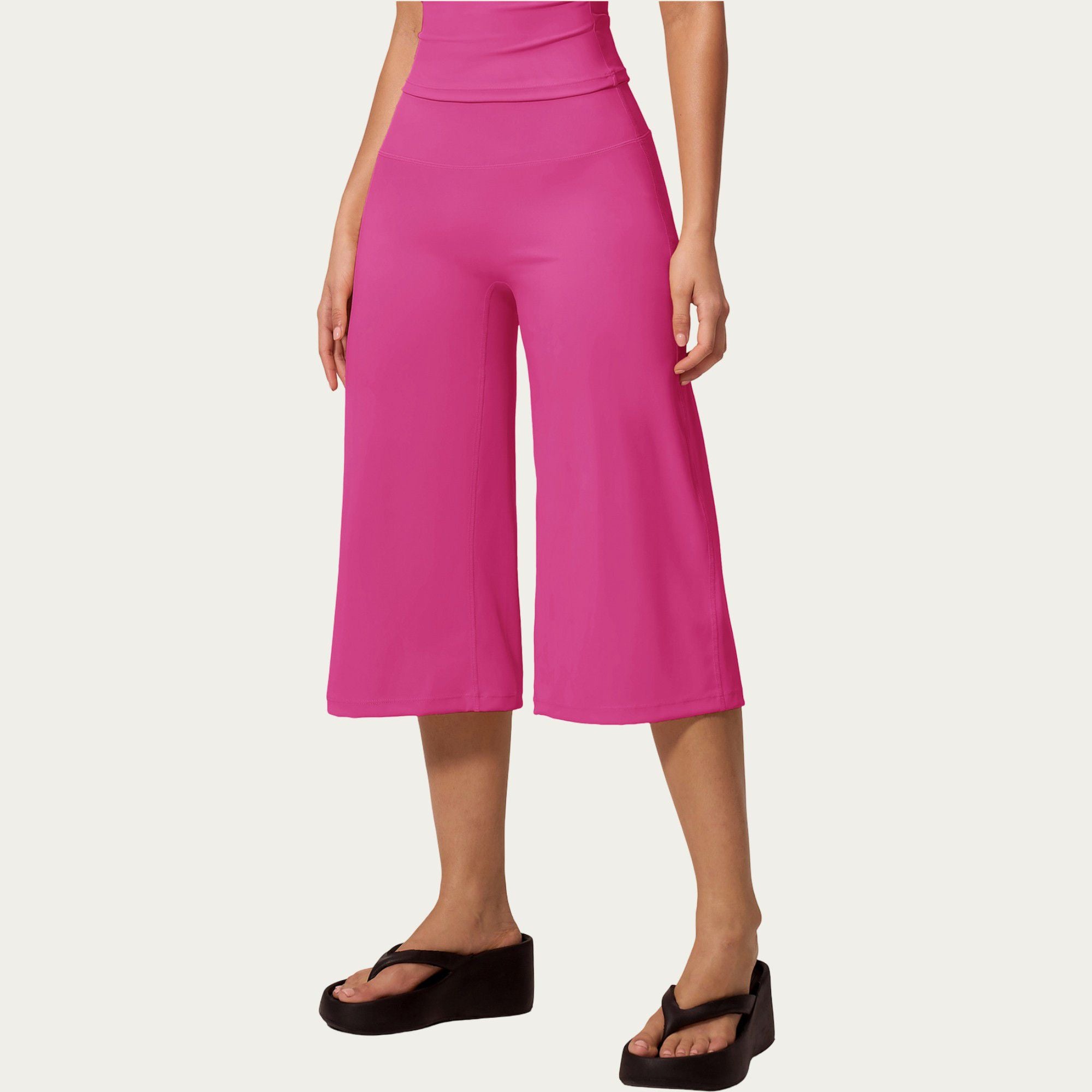 Anna-Kaci Active Women's High Waist Capri Wide Leg Pants with Smooth Stretch Fabric and Relaxed Fit