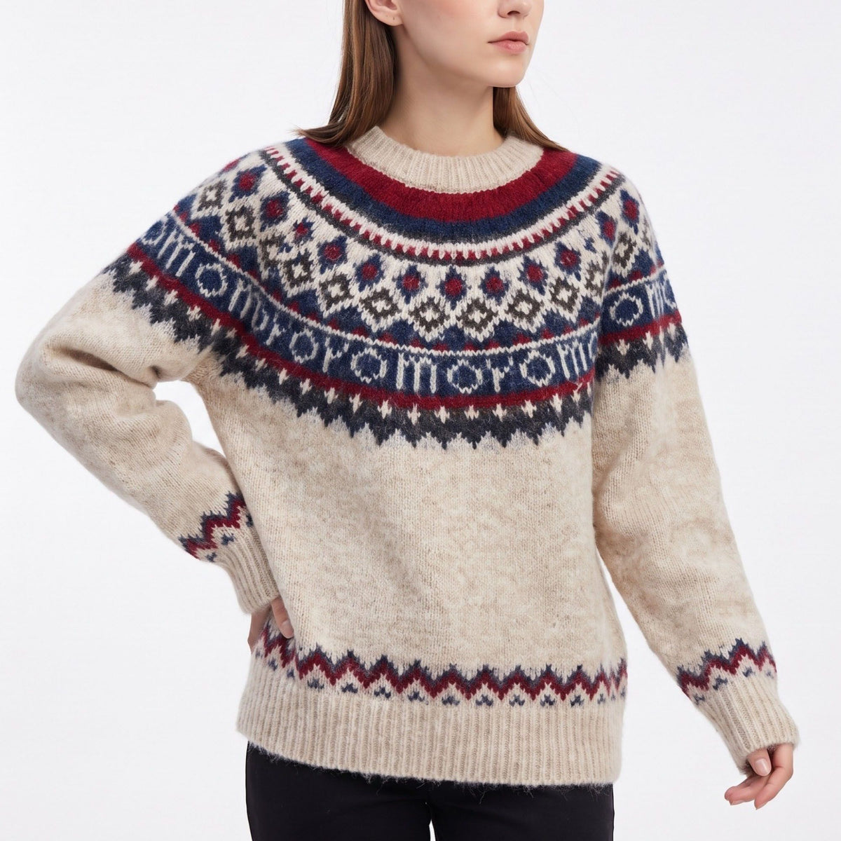 Fair Isle Crewneck Pullover Sweater