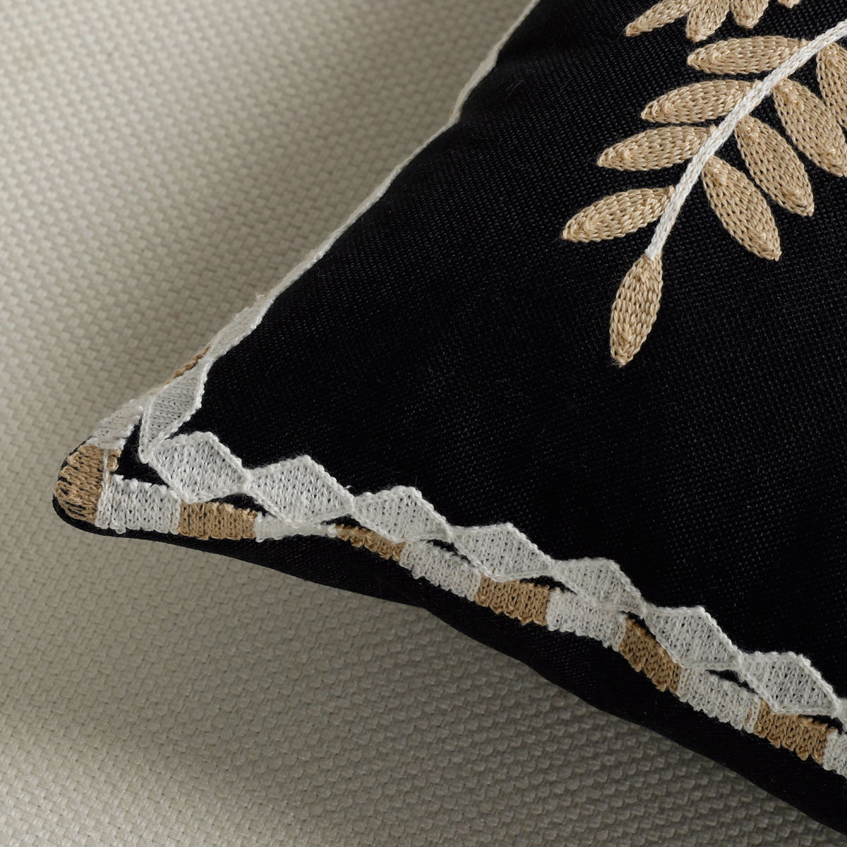 Palm Tree Embroidered Throw Pillow Cover Textured Botanical Square Cushion Cover