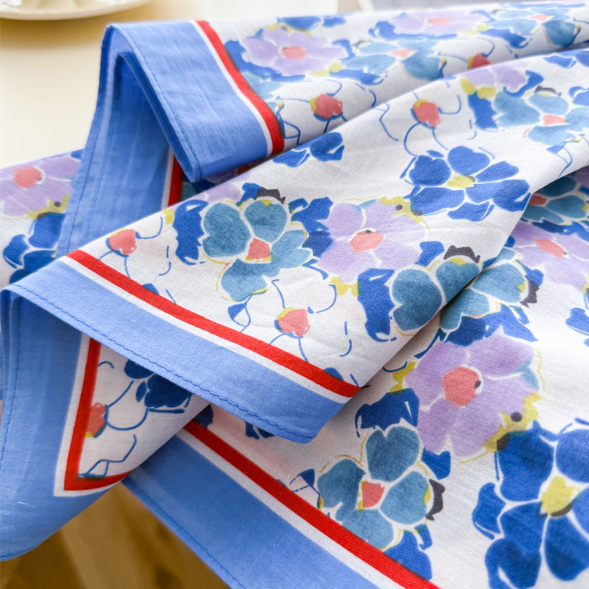 Floral Print Cotton Square Scarf Lightweight Soft Neck Hair Head Scarf Wrap 25.5¡Á25.5 Inches