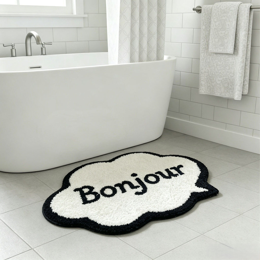 Bonjour Cloud Shaped Bathroom Floor Mat Soft Water Absorbent with Anti-Slip Base