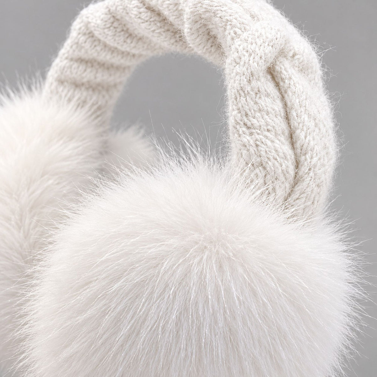 Cable Knit Foldable Winter Earmuffs with Plush Ear Covers