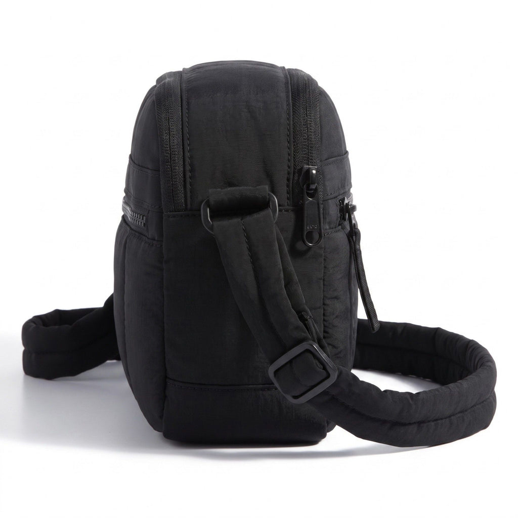 Padded Rectangular Crossbody Bag with Front Zip Pocket and Adjustable Padded Shoulder Strap 8.7x2.8x6.1in