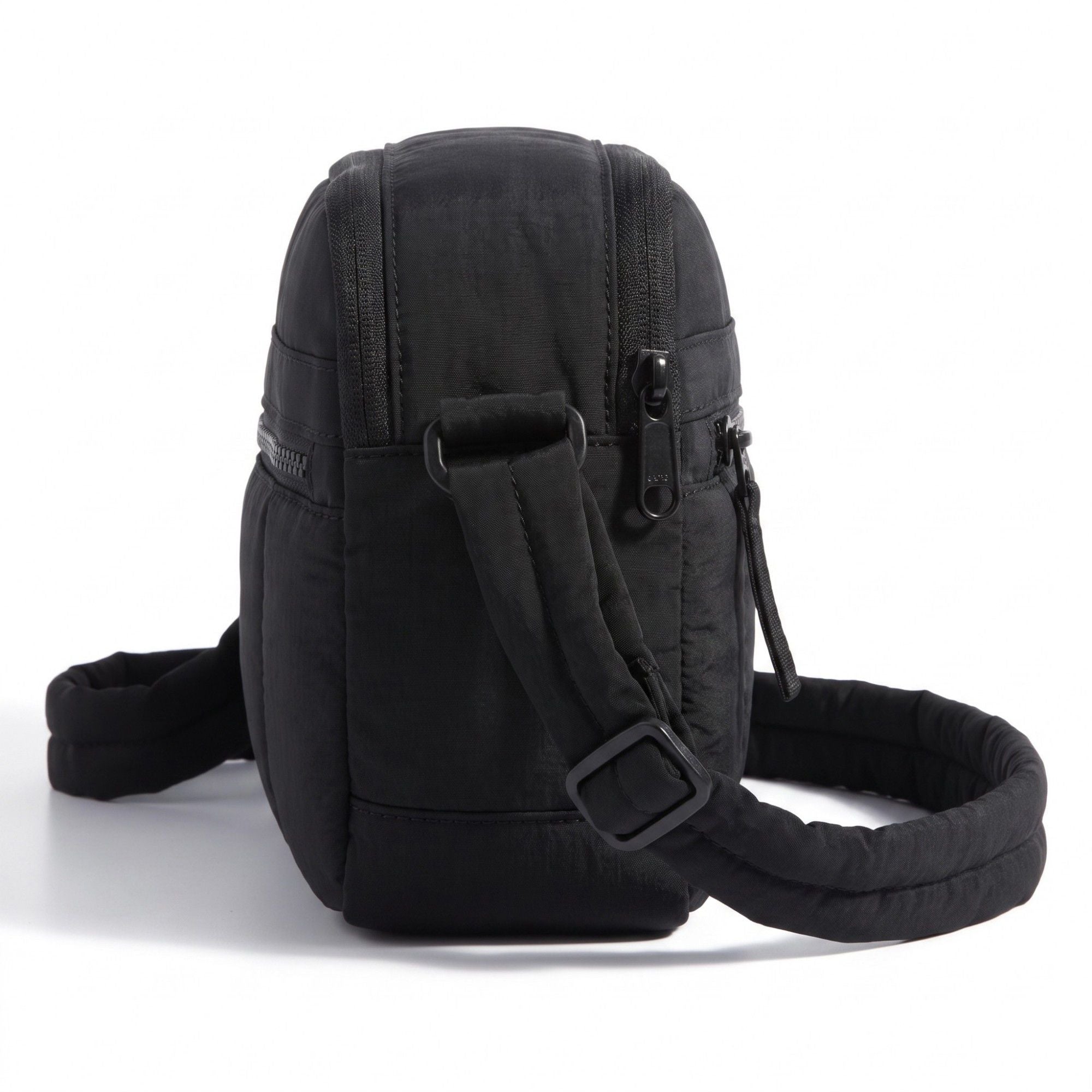 Padded Rectangular Crossbody Bag with Front Zip Pocket and Adjustable Padded Shoulder Strap 8.7x2.8x6.1in