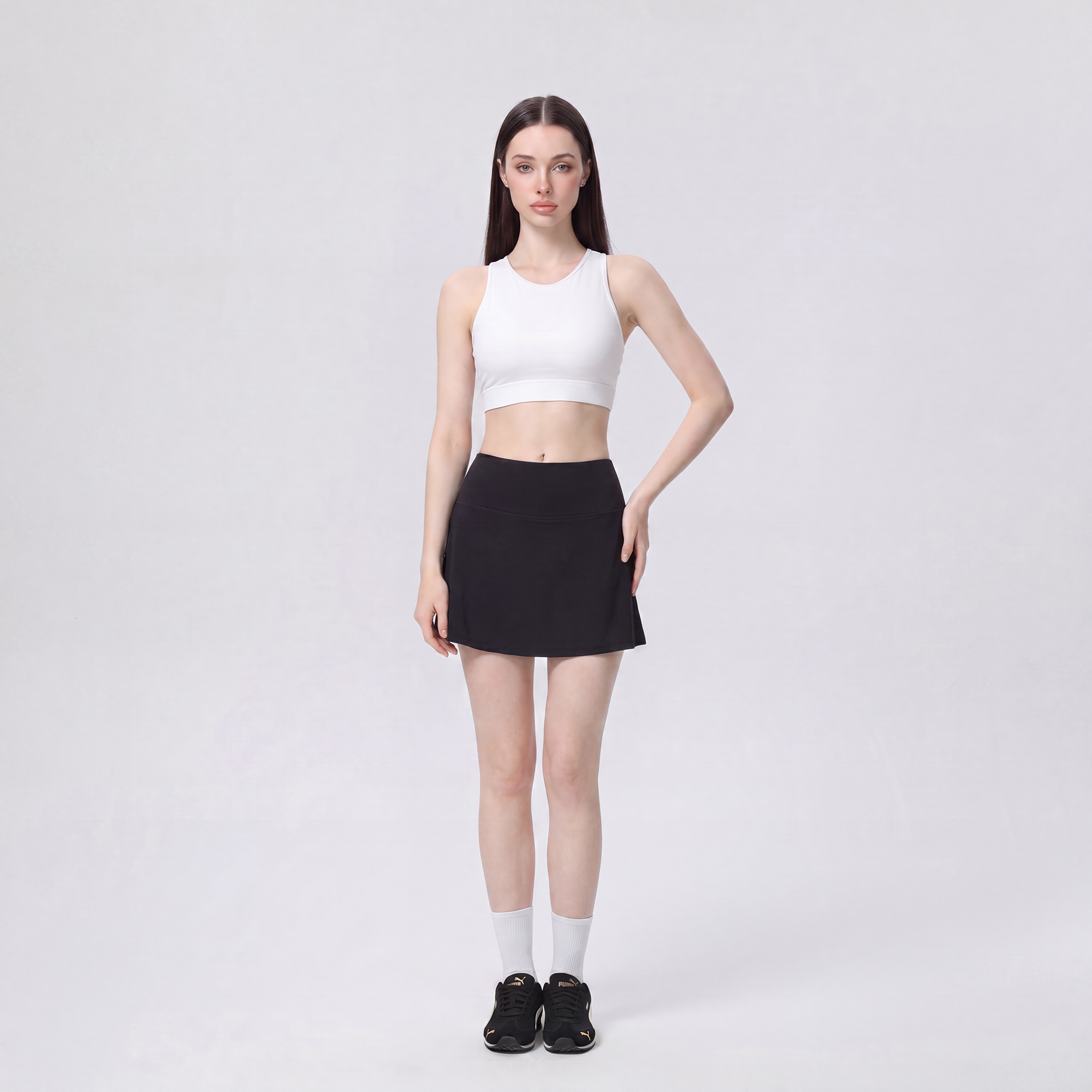 Cropped Sports Bra Tank with High Neck Sleeveless Fitted Workout Yoga Training Top
