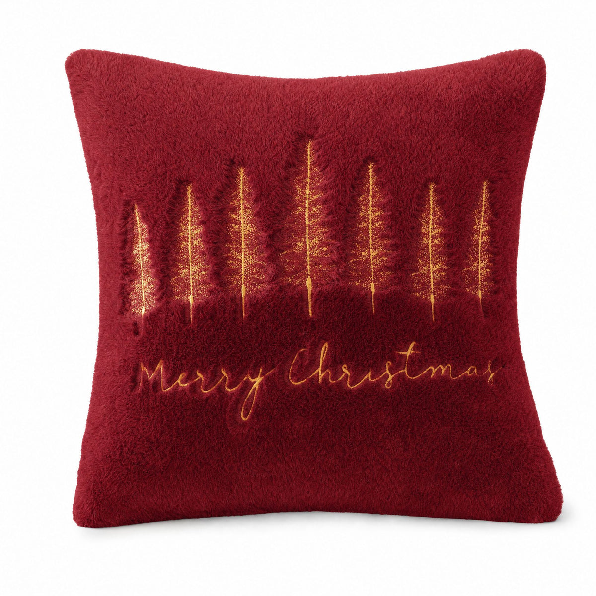 Christmas Tree Embroidered Plush Throw Pillow Cover Merry Christmas Decor