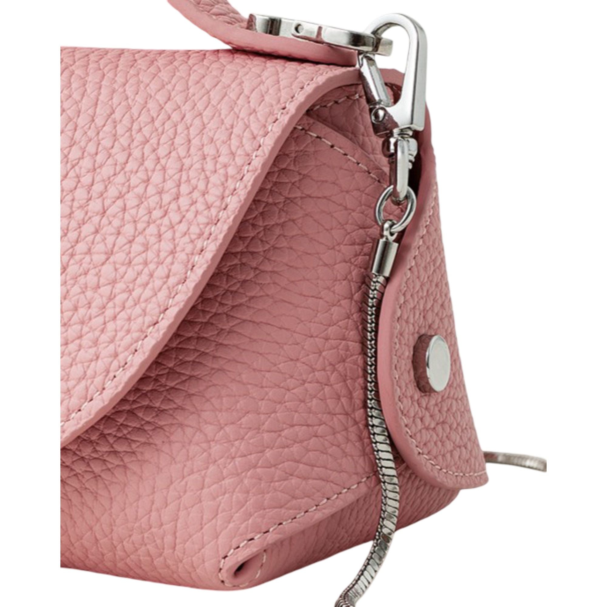 Pebbled Leather Mini Top Handle Bag with Chain Crossbody Strap and Turn Lock Closure
