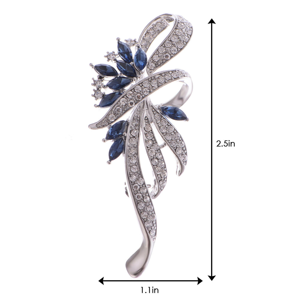Elegant Floral Brooch with Purple Crystal Rhinestone Accents