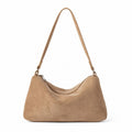 Faux Suede Hobo Shoulder Bag with Zip Closure and Interior Pockets