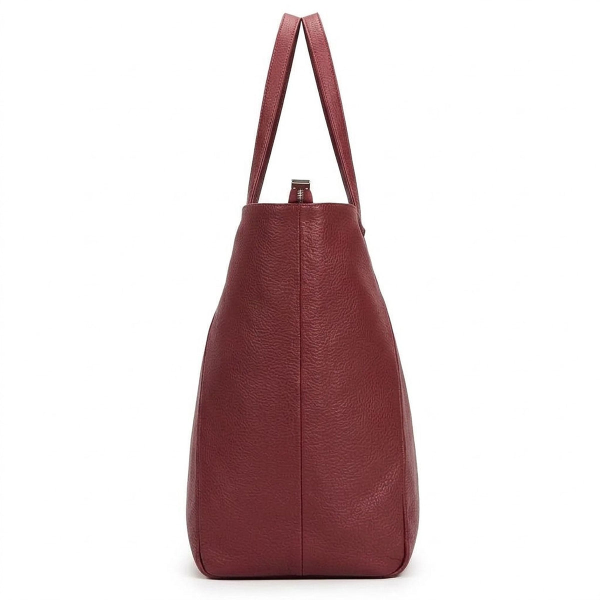 Large Faux Leather Zip Top Tote Bag with Double Shoulder Straps