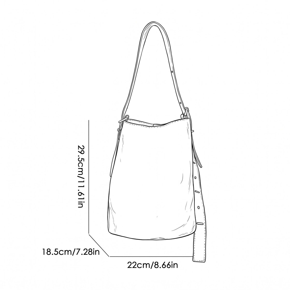 Suede Look Bucket Shoulder Bag with Adjustable Wide Strap